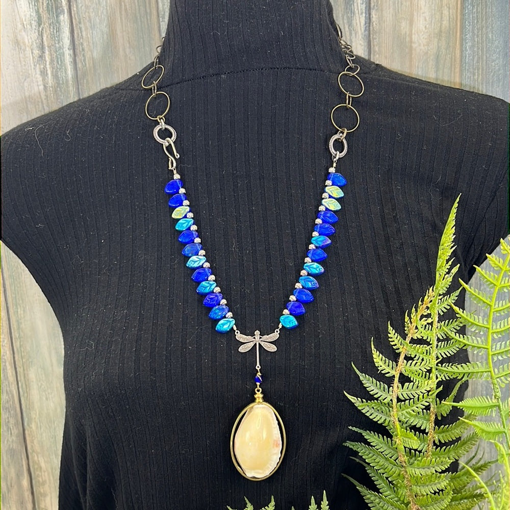 Adorned Crown Assemblage beaches & butterflies shell dragonfly necklace