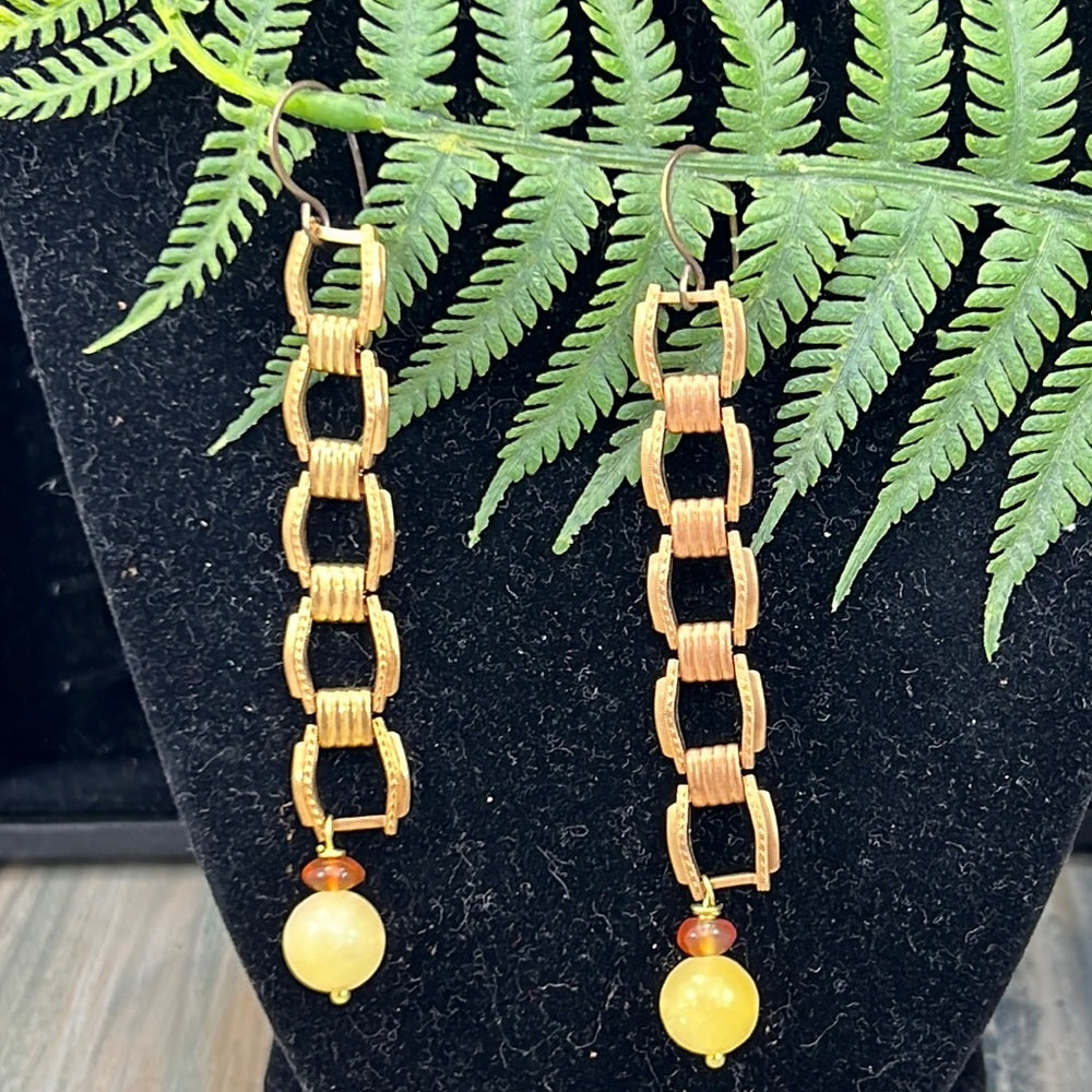 Adorned Crown Artisan Assemblage watch chain jade carnelian earrings