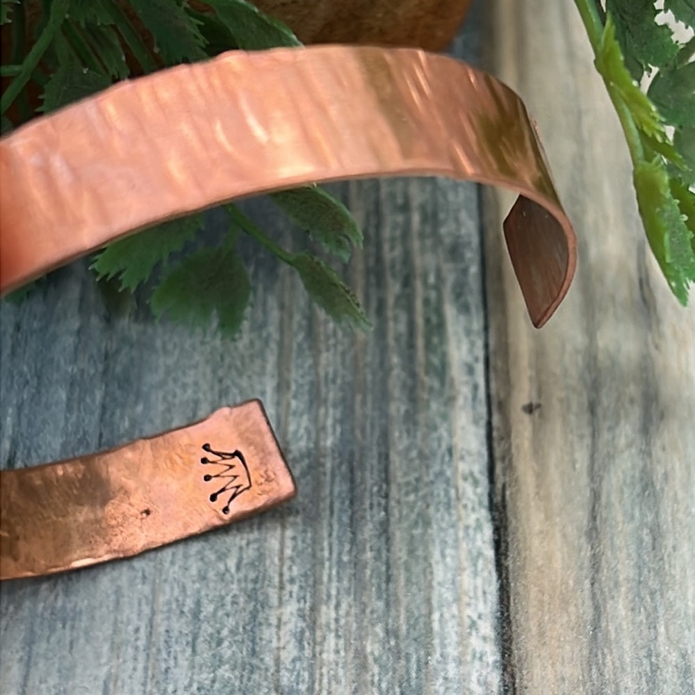 Adorned Crown Artisan stamped textured copper cuff bracelet 1 size ENOUGH
