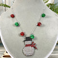 Adorned Crown artisan assemblage let it snow man rhinestone necklace