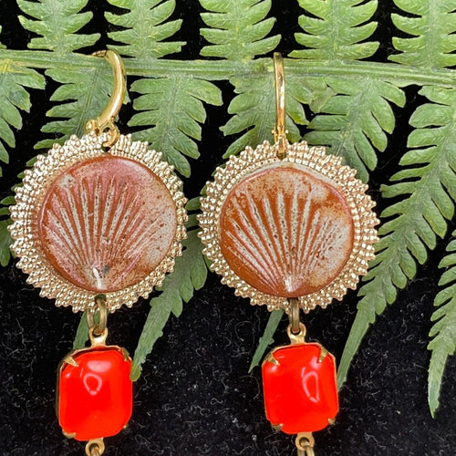Adorned Crown artisan assemblage autumn seaside beach starfish earrings