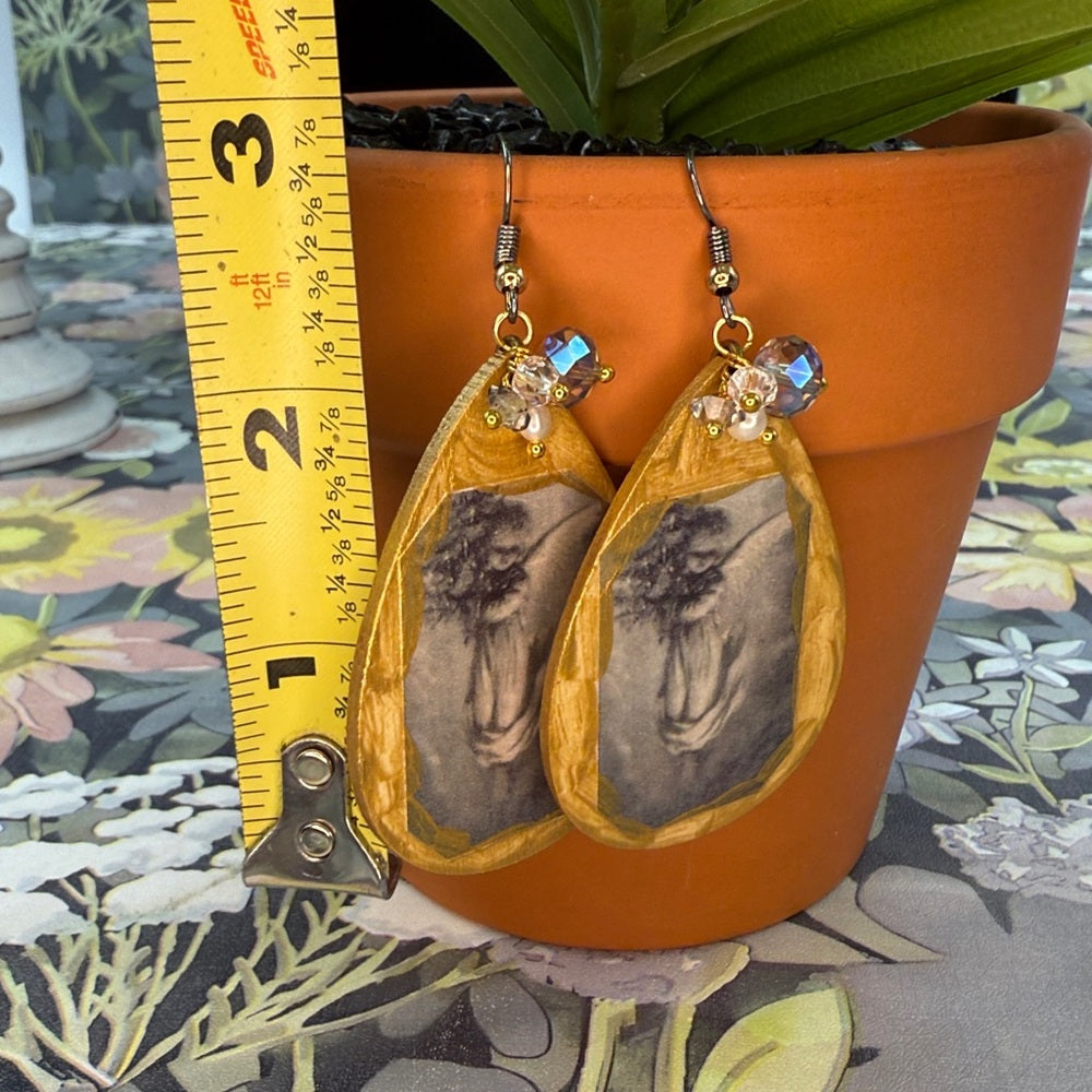 Adorned Crown Jewelry assemblage Victorian angel Christmas earrings