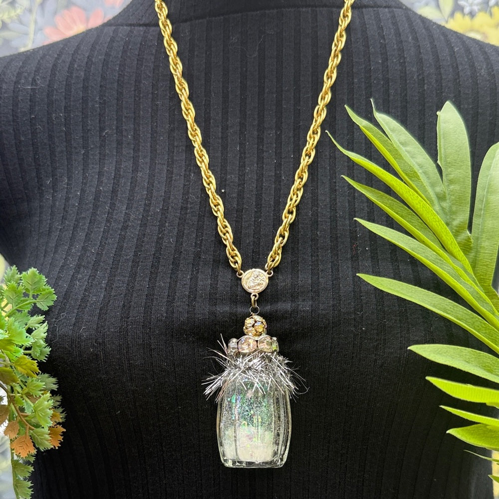 Adorned Crown Jewelry vintage salt shaker Christmas tree necklace 3