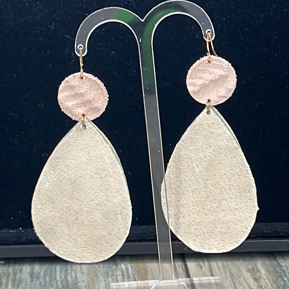 Adorned Crown real/faux leather lightweight statement earrings pink animal