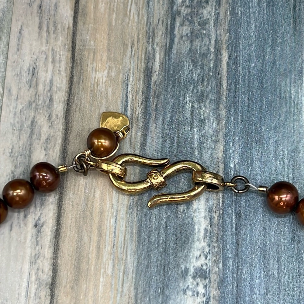 Adorned Crown Jewelry assemblage pearl agate slice crystal spike necklace