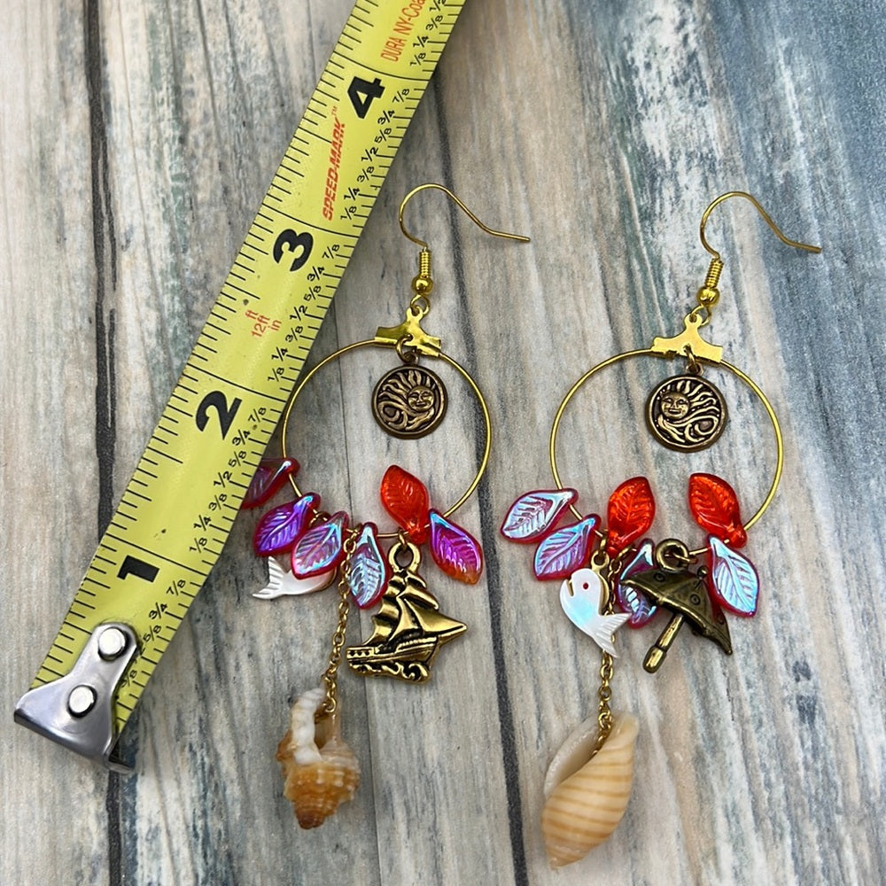 Adorned Crown Artisan Assemblage beaches & butterflies beach charm earrings