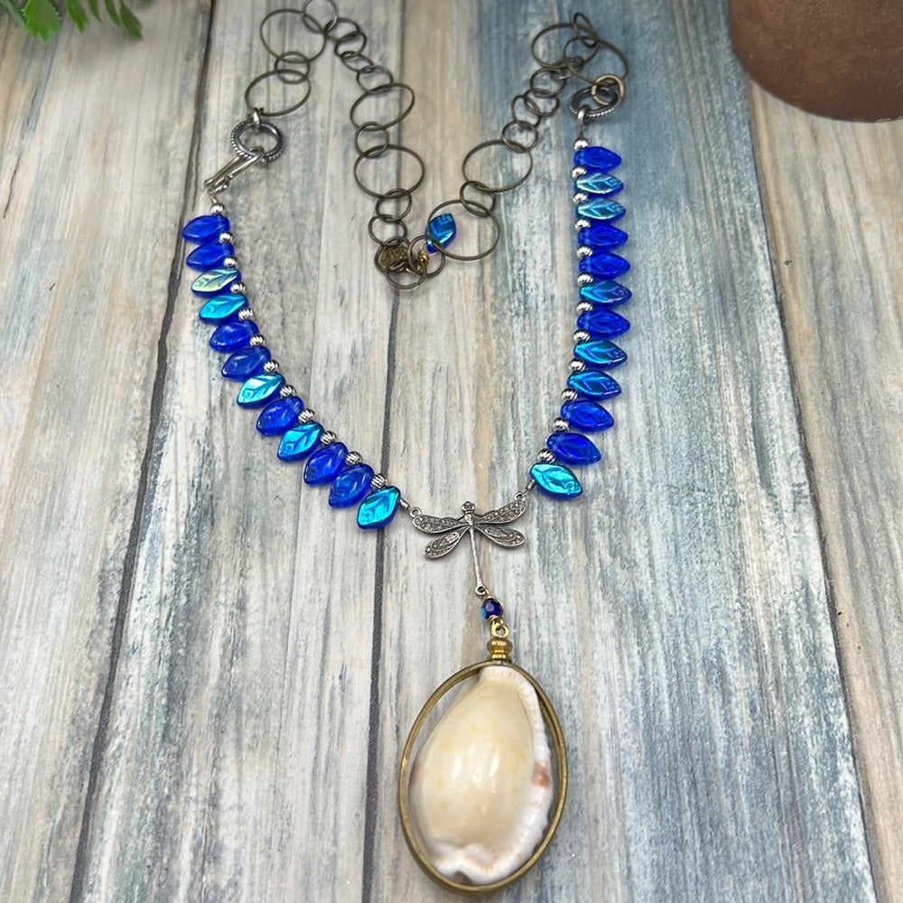 Adorned Crown Assemblage beaches & butterflies shell dragonfly necklace