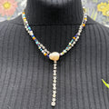 Adorned Crown Jewelry assemblage 2 strand beaded rhinestone pearl necklace