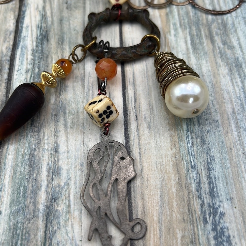 Adorned Crown necklace artisan assemblage FOUND objects vintage reclaimed