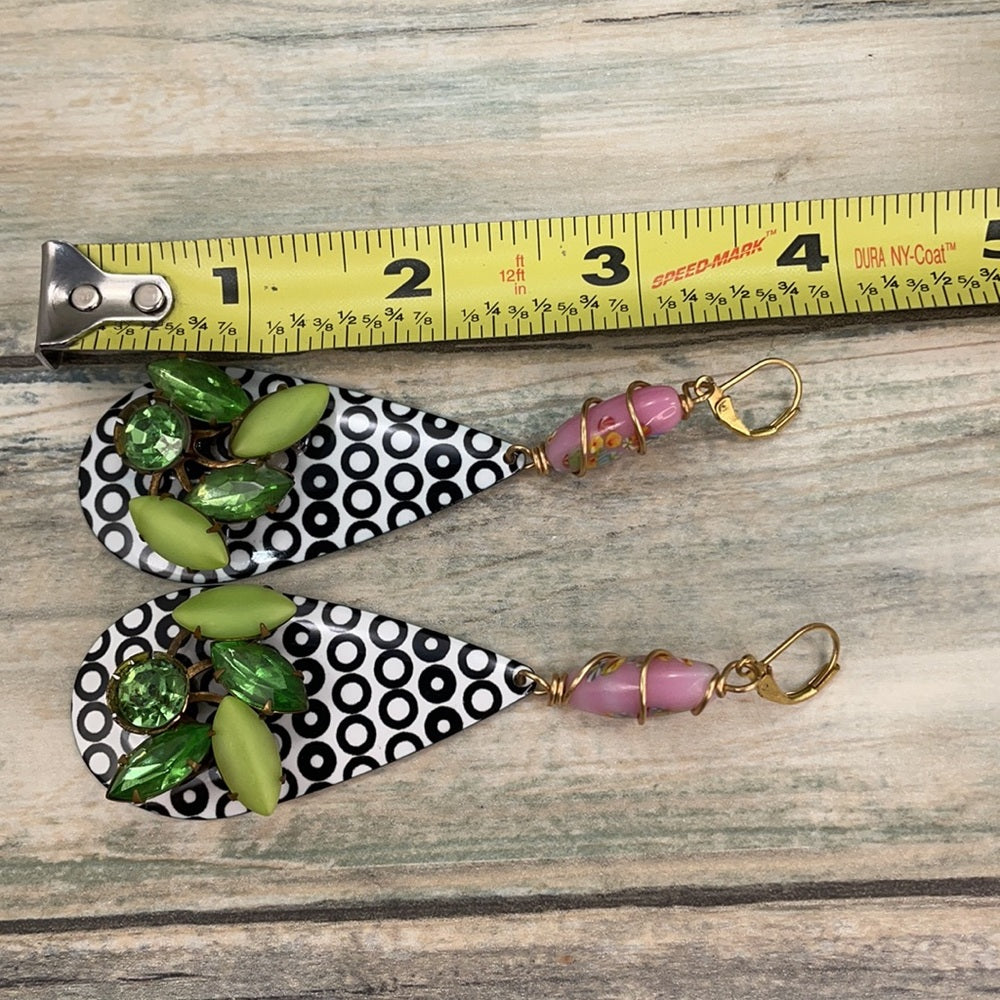 Adorned Crown artisan assemblage mod pop statement earrings