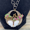 Adorned Crown Artisan Assemblage mother shell butterfly necklace
