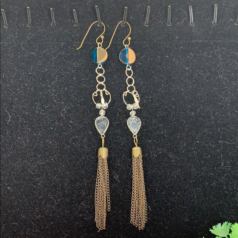 Adorned Crown shoulder duster crystal chain earrings