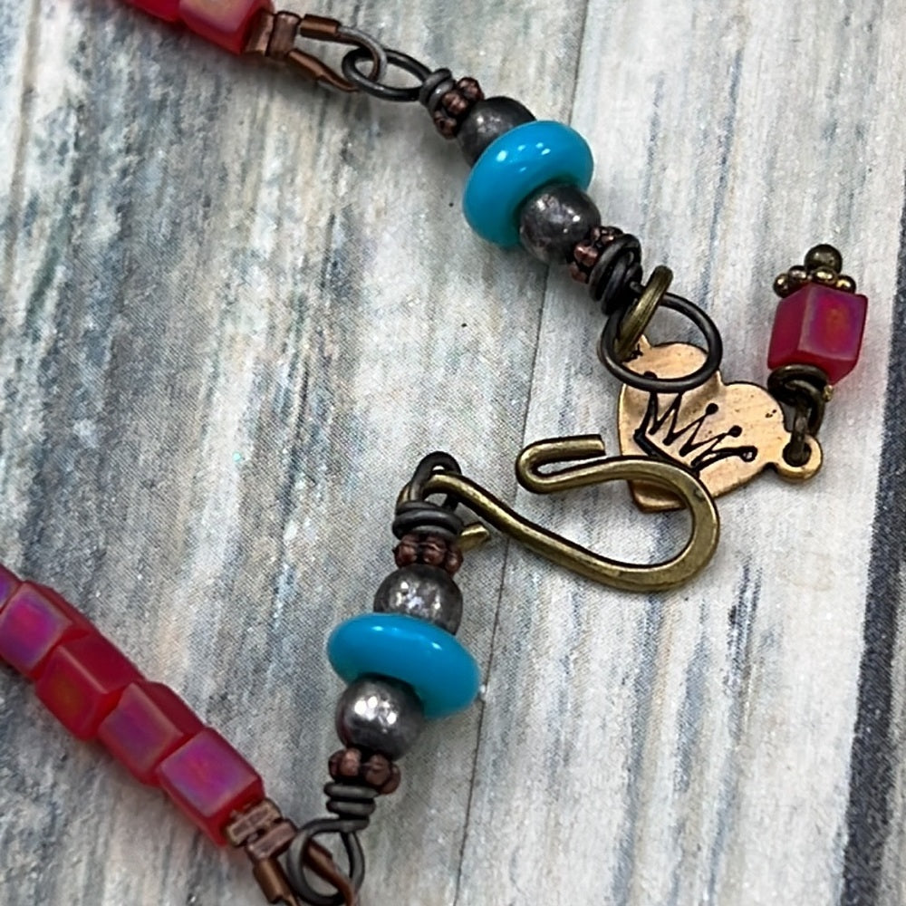 Adorned Crown Artisan Assemblage turquoise & African trade bead necklace