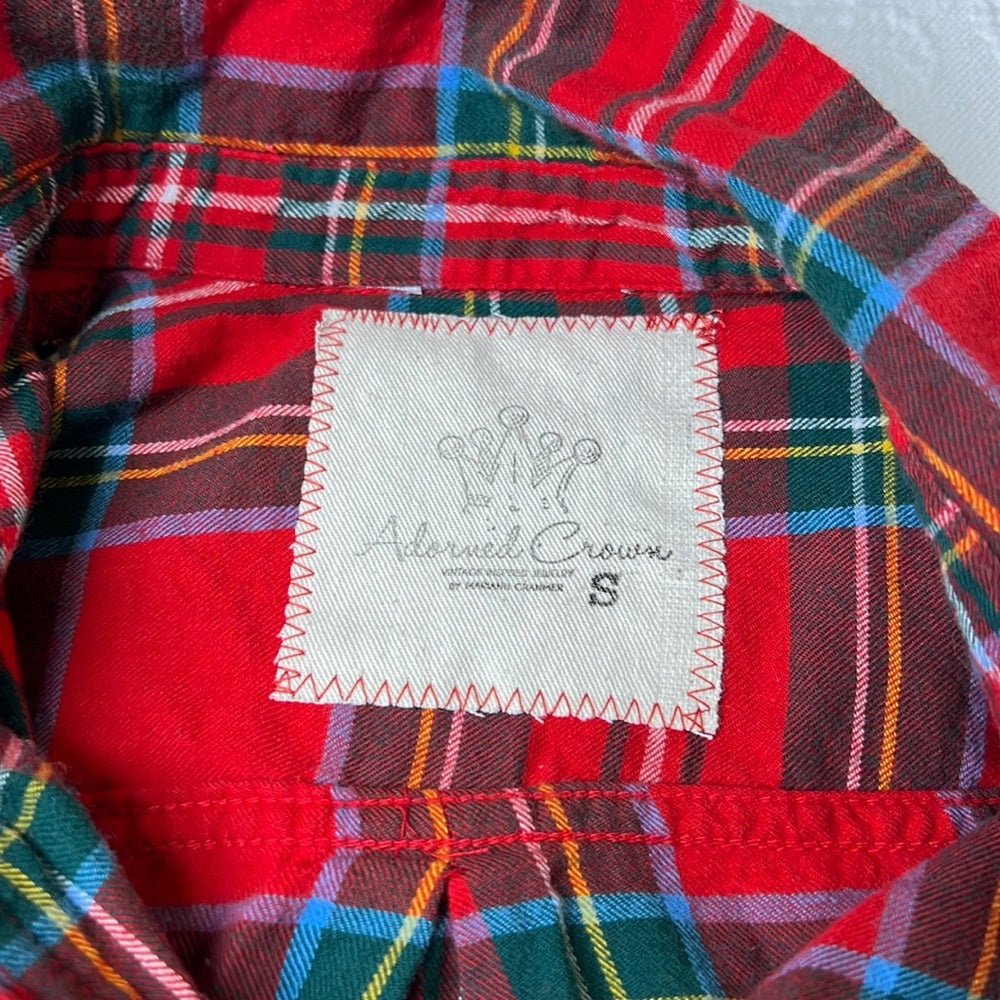Adorned Crown Textile altered custom flannel Oh Come let us Adore Him shirt