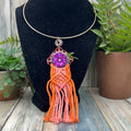 Adorned Crown Artisan Assemblage macramé enamel flower collar necklace