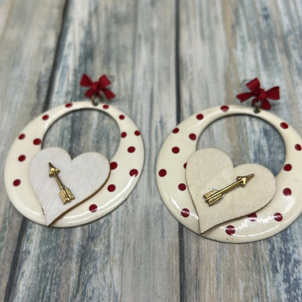 Adorned Crown Jewelry assemblage valentines Cupid retro heart earrings