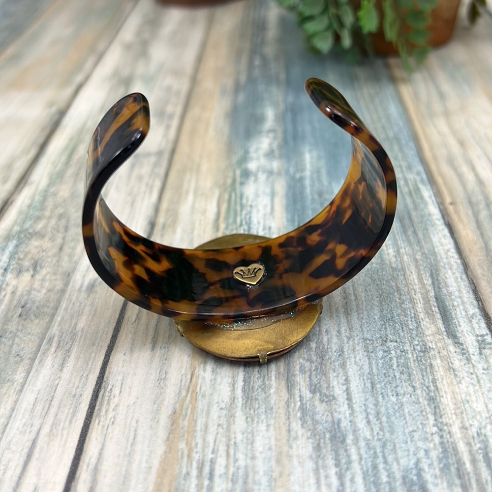 Adorned Crown Artisan Assemblage tortoise shell enamel Christmas bracelet