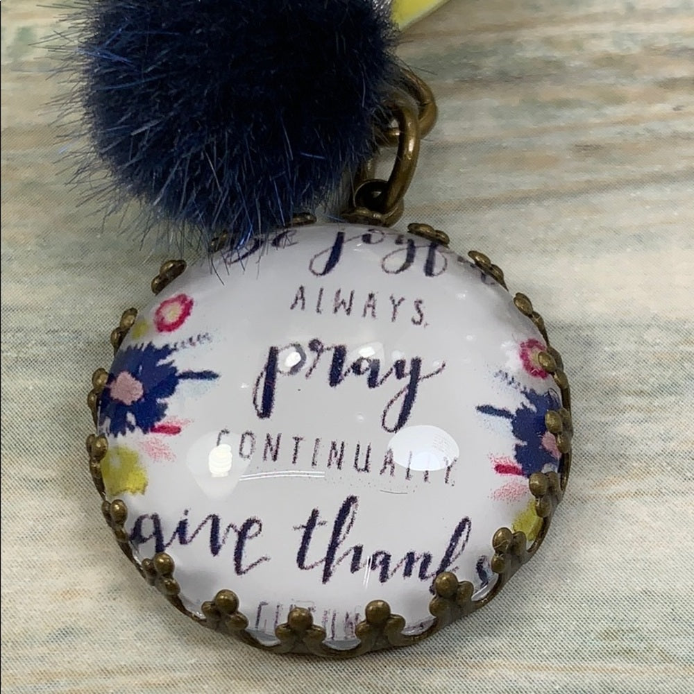 Adorned Crown artisan assemblage yellow enamel flower bow pray necklace