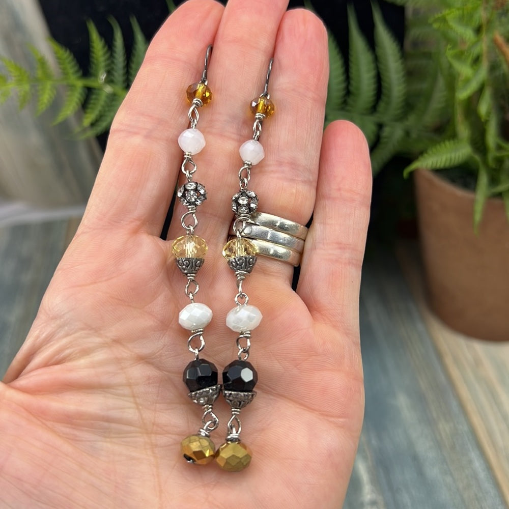 Adorned Crown Artisan Assemblage shoulder duster wrapped crystal earrings