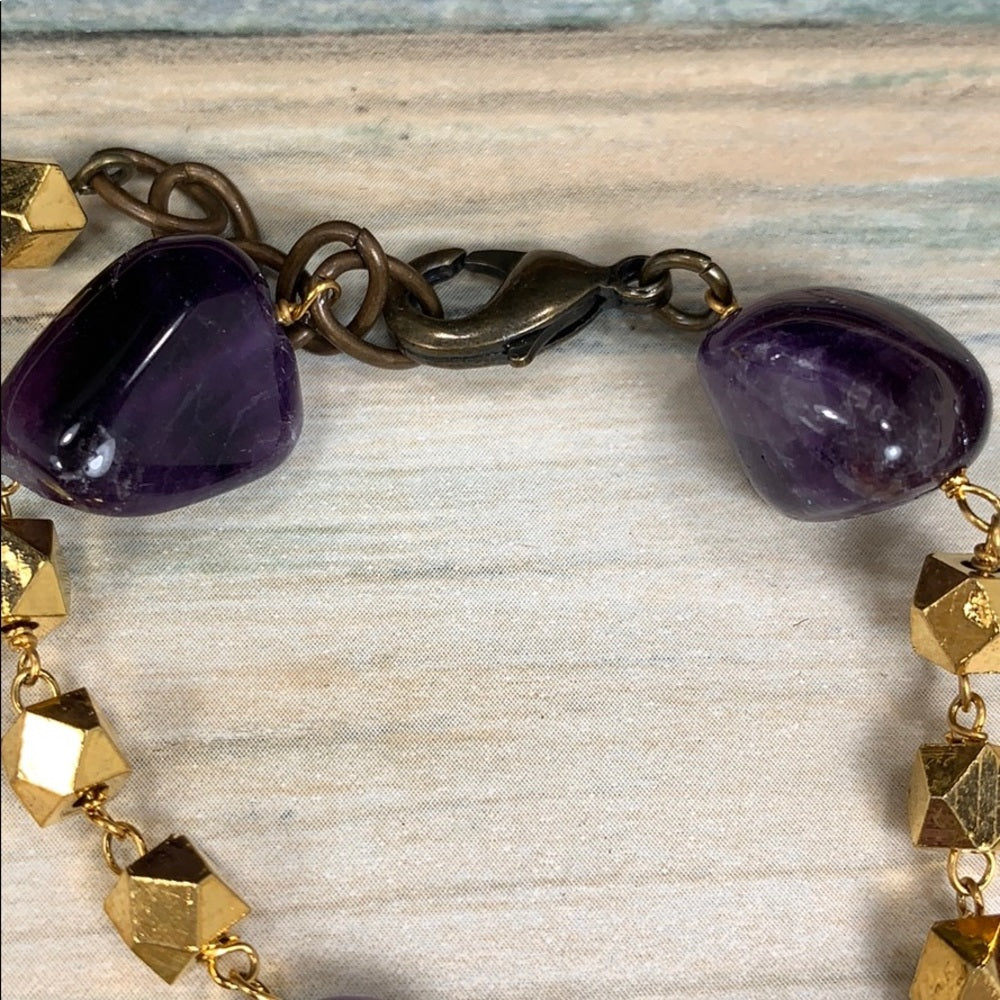 Adorned Crown artisan assemblage amethyst bead couple charm bracelet