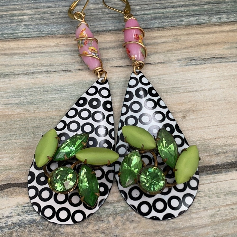 Adorned Crown artisan assemblage mod pop statement earrings