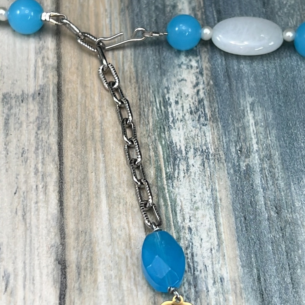 Adorned Crown Artisan Assemblage yellow jade teal quartz dream big necklace