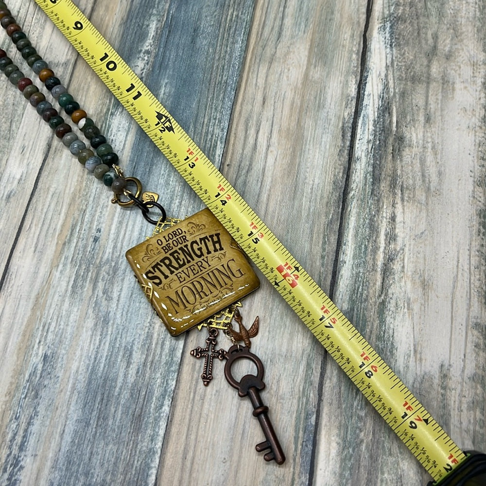 Adorned Crown Jewelry assemblage gemstone bead Lord Be our strength necklace