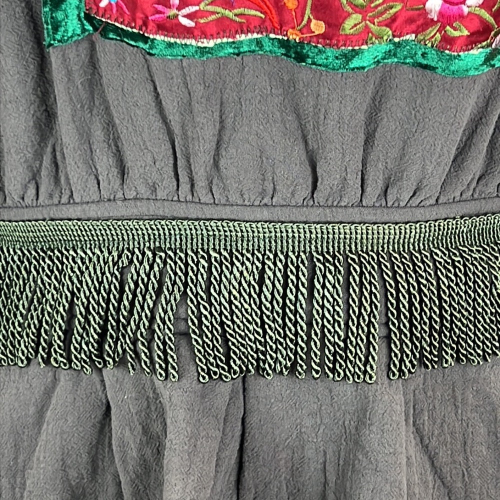 Adorned Crown textile gauzy FREE embroidered tassel waist jacket size sm