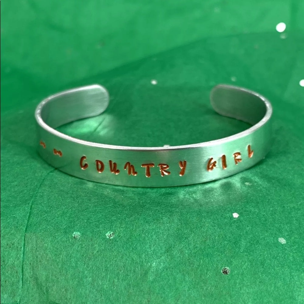 Adorned Crown stamp cuff country girl orange bracelet