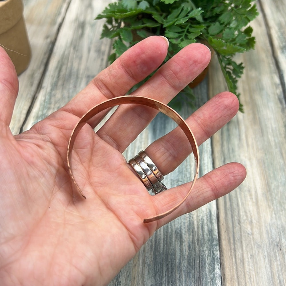 Adorned Crown Artisan stamped textured copper cuff bracelet 1 size ENOUGH