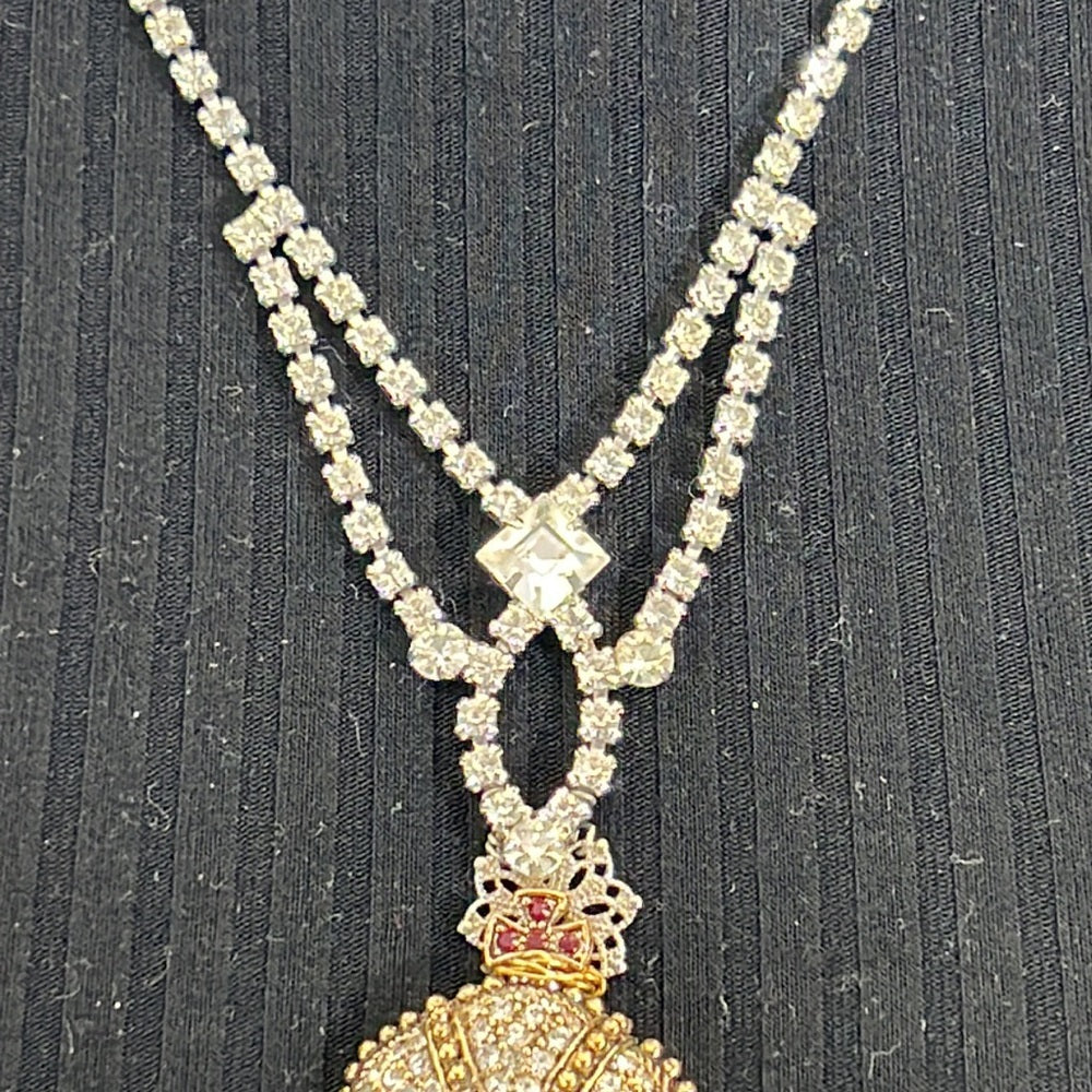 Adorned Crown Artisan Assemblage red eagle crest rhinestone necklace