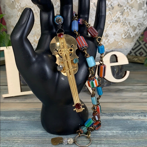 Adorned Crown artisan assemblage beautiful music African trade bead necklace