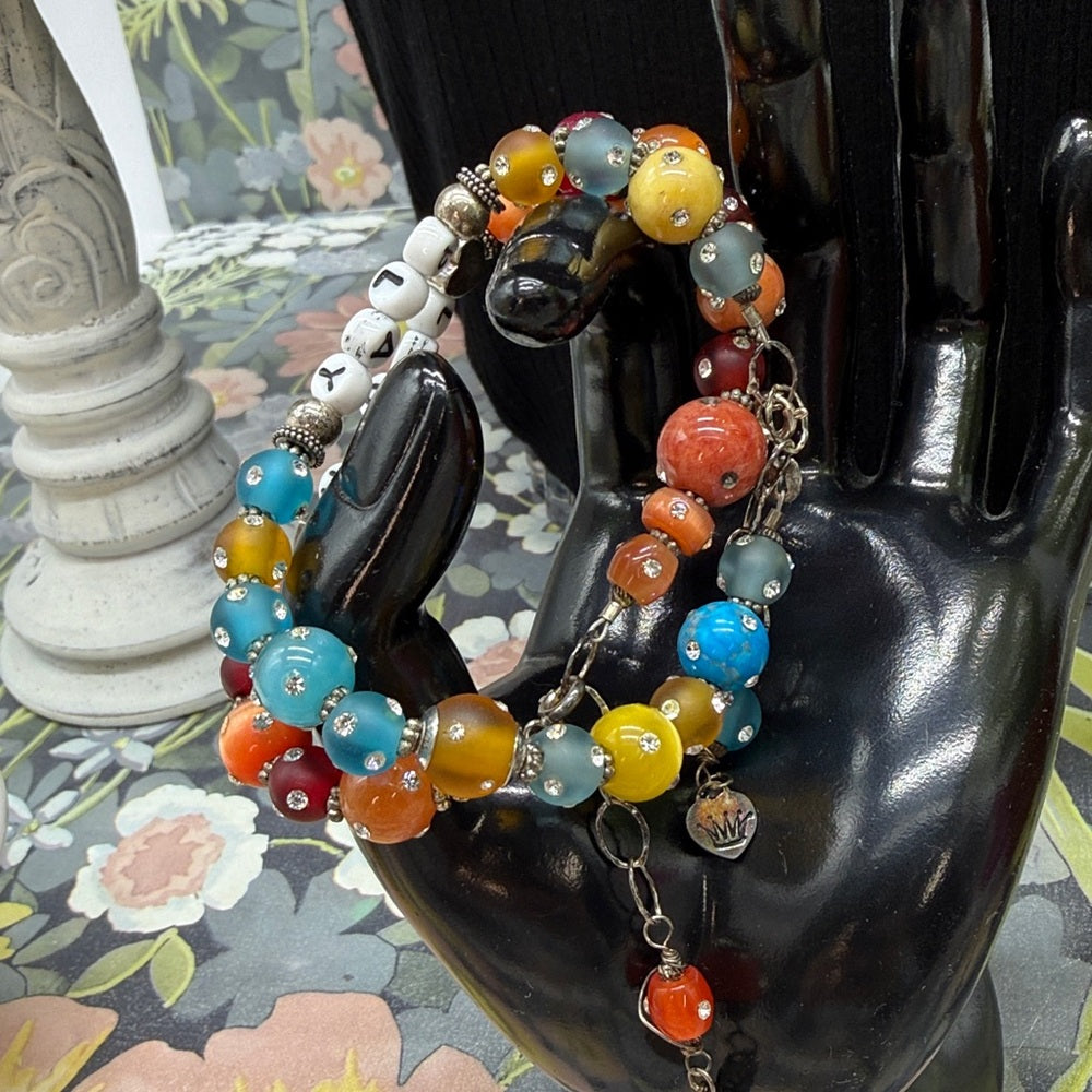 Adorned Crown Jewelry assemblage Laugh Play beaded sterling silver bracelets
