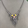 Adorned Crown artisan assemblage rhinestone floral details petite necklace