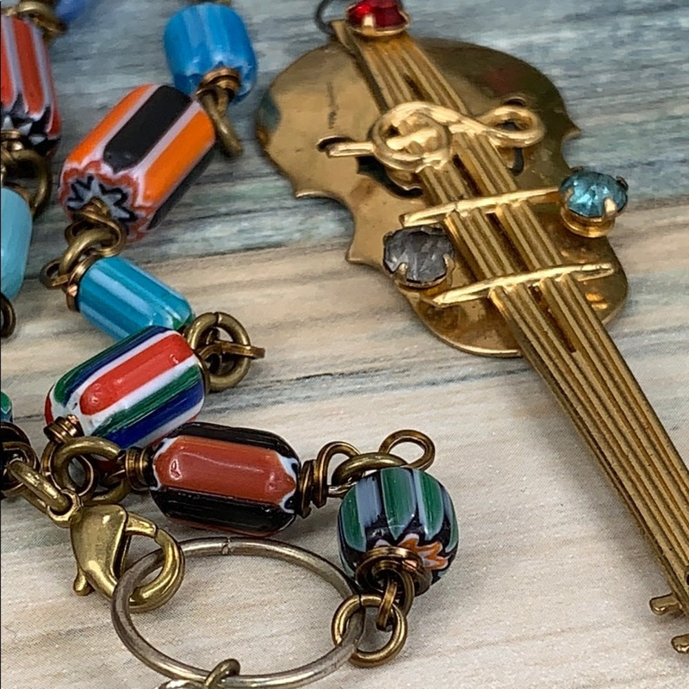 Adorned Crown artisan assemblage beautiful music African trade bead necklace