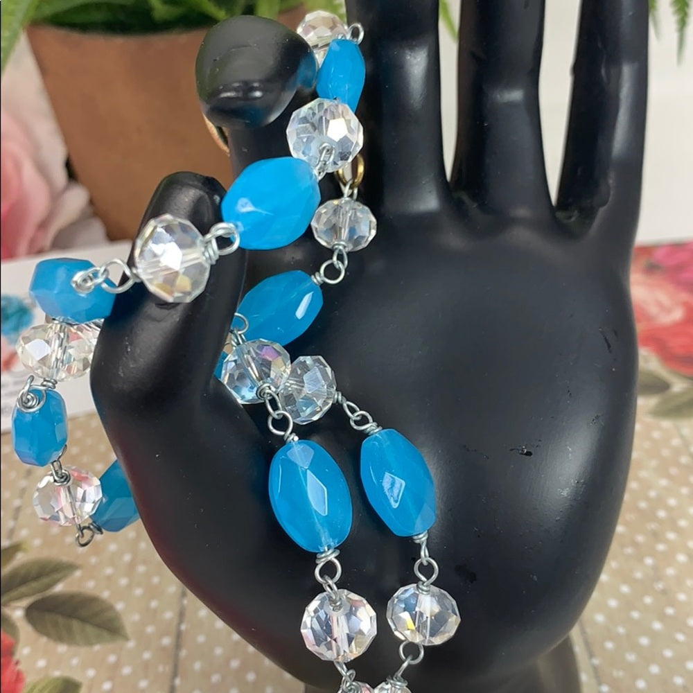 Adorned Crown artisan assemblage Religious medal glass bead necklace