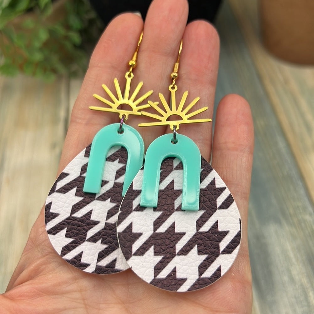 Adorned Crown Artisan Assemblage faux leather acrylic sunrise earrings