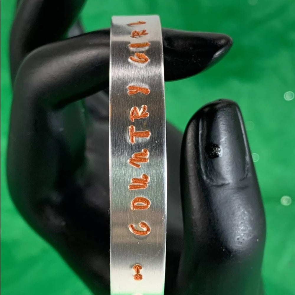 Adorned Crown stamp cuff country girl orange bracelet