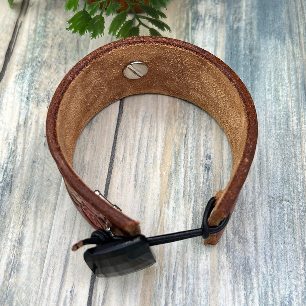 Adorned Crown cowgirl collection cross leather cuff bracelet