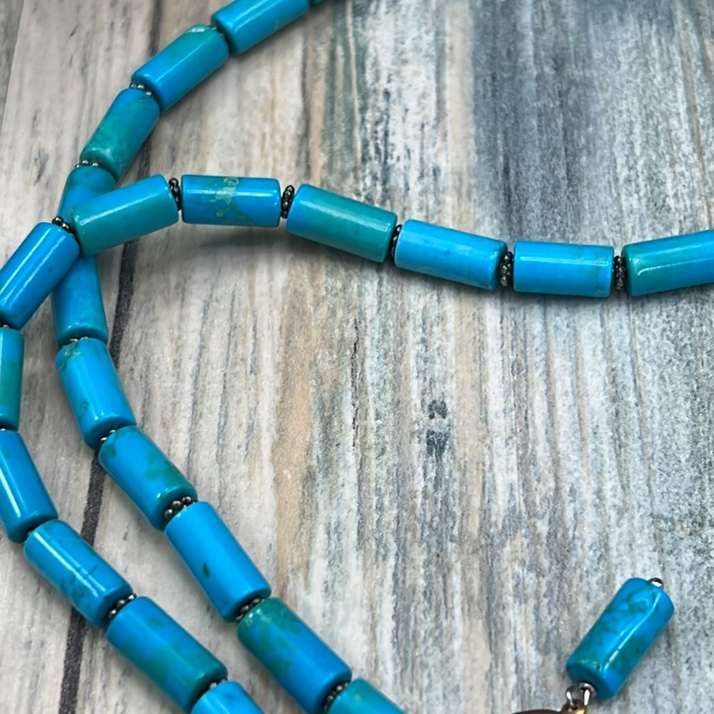 Adorned Crown Artisan Assemblage black heart turquoise love necklace