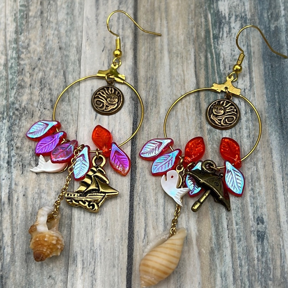 Adorned Crown Artisan Assemblage beaches & butterflies beach charm earrings