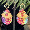 Adorned Crown Artisan Assemblage faux leather psychedelic eye earrings