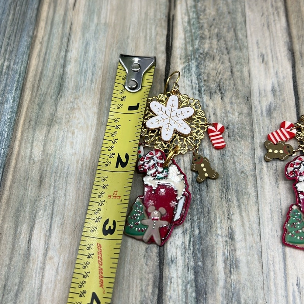 Adorned Crown Jewelry assemblage Christmas gingerbread drink earrings
