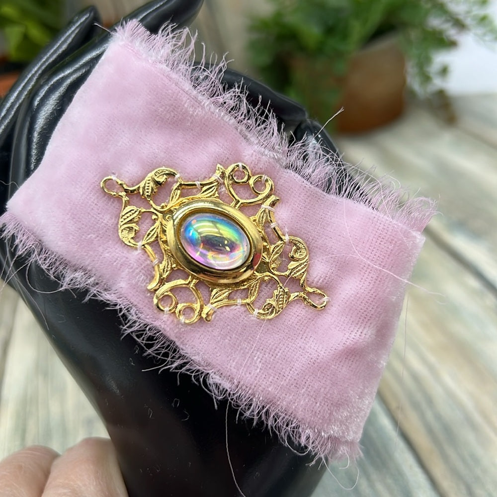 Adorned Crown Jewelry assemblage velvet aurora borealis crystal ball bracelet