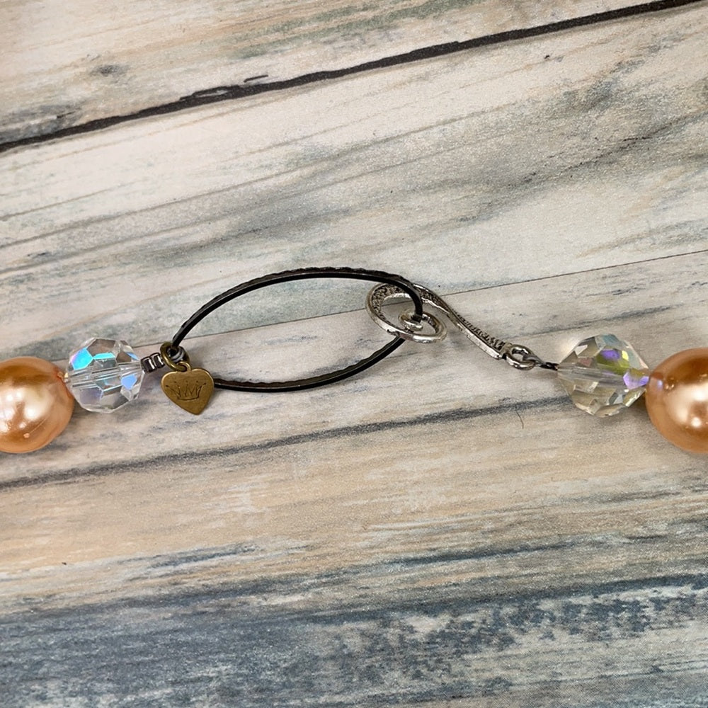 Adorned Crown Artisan assemblage shell buckle skeleton key necklace