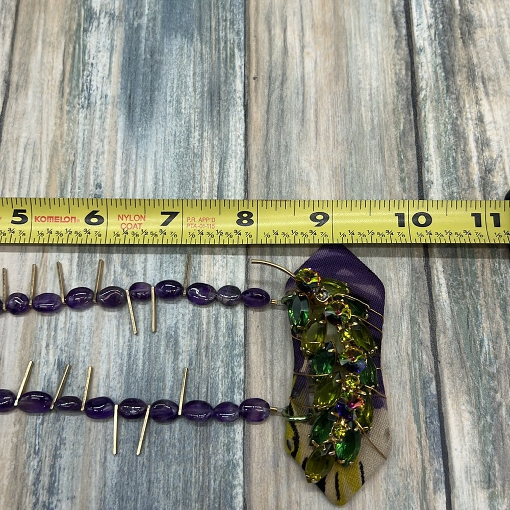 Adorned Crown Jewelry artisan assemblage amethyst rhinestone buckle necklace