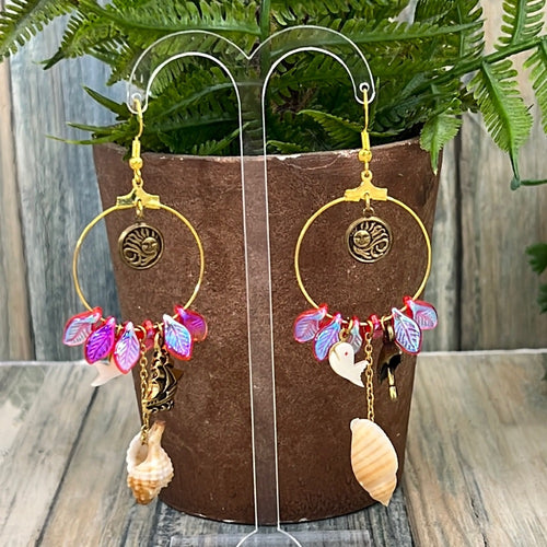 Adorned Crown Artisan Assemblage beaches & butterflies beach charm earrings