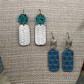 2 pair Adorned Crown Artisan Assemblage leather earrings swirl paisley