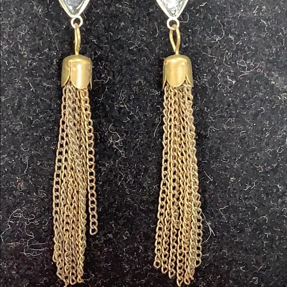 Adorned Crown shoulder duster crystal chain earrings