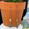 Adorned Crown Jewelry assemblage boho pink green coin stone earrings